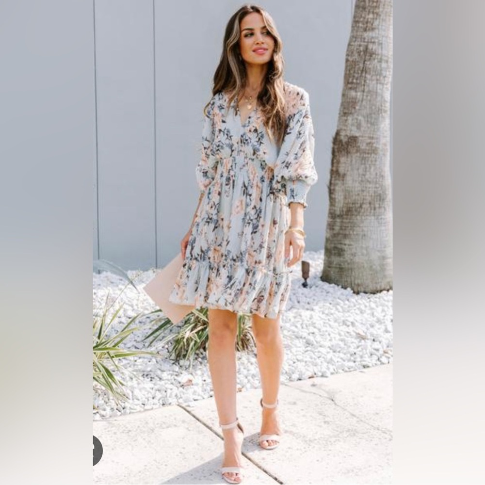 Topsy Turvy Floral Smocked Babydoll Dress